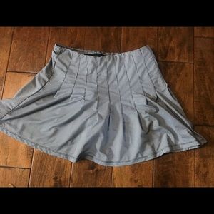 Navy Blue and White Gingham Pleated Skirt